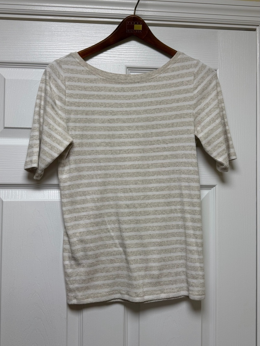 GAP Striped Short Sleeve Top - Beige & White